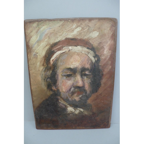 256 - Portrait of Rembrandt, oil on canvas on mahogany panel, 16 X 11ins