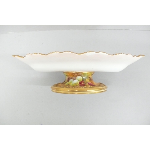 265 - Royal Worcester fruit pattern fruit comport, red current, grape and hazel nut decoration, circa 1938... 