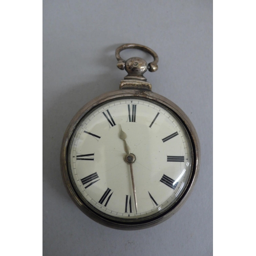 283 - 19thC silver pair cased verge pocket watch with white enamel dial by W.M. Page No. 4009 - Birmingham... 