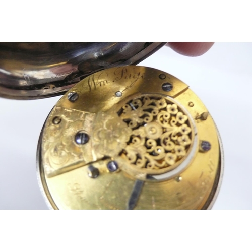 283 - 19thC silver pair cased verge pocket watch with white enamel dial by W.M. Page No. 4009 - Birmingham... 