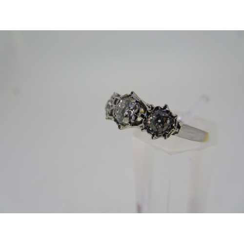 293 - 18 ct. gold three stone diamond ring set in platinum approx. 1 ct. of diamonds - size K (Amended Est... 