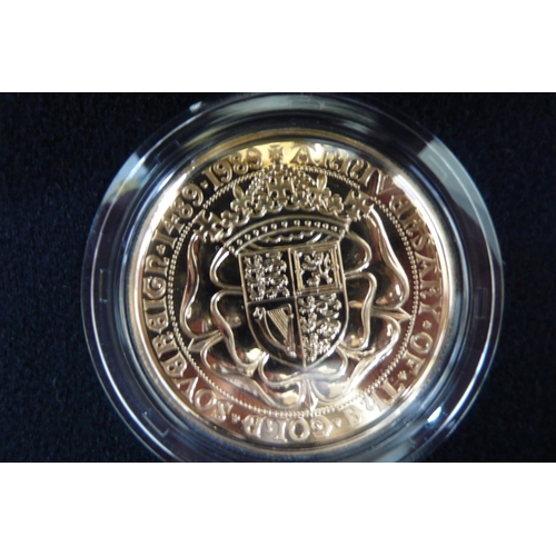 312 - 1989 Uk gold brilliant uncirculated 500th Anniversary commemorative gold £5 coin of the introduction... 