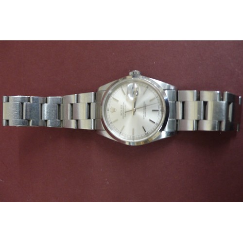 288 - Gents SS Rolex oyster perpetual Datejust with stainless steal  and and spare leather strap circa mid... 