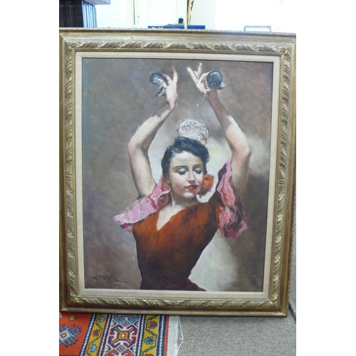 365 - Pal Fried (1893-1976), Flamenco Dancer - Christine, oil on canvas, 30 x 24 cms approx, signed