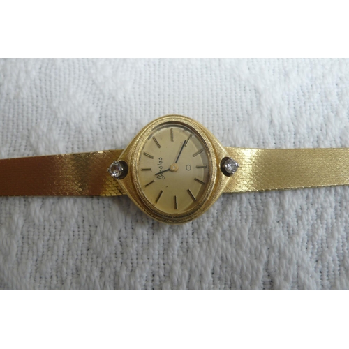 372 - Boodle and Dunthorpe 18 ct. gold and diamond quartz ladies wrist watch with integral gold strap - 37... 