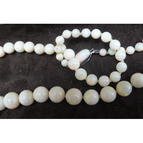 375 - A graduated opal bead necklace - largest opal 11mm diam. - length 52 cms