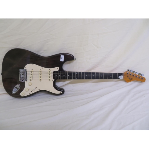 78 - Aslin Dane Stratocaster type guitar three single coil pickups, chrome hardware, ivory coloured plast... 