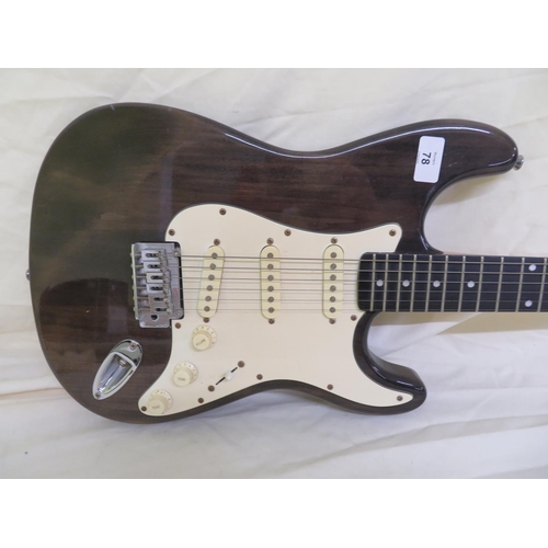 78 - Aslin Dane Stratocaster type guitar three single coil pickups, chrome hardware, ivory coloured plast... 