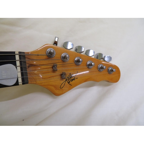 78 - Aslin Dane Stratocaster type guitar three single coil pickups, chrome hardware, ivory coloured plast... 