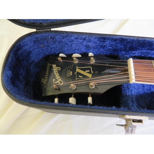 104 - Late 60s early 70s Harmony Sovereign six string acoustic guitar with spruce top, mahogany back and s... 