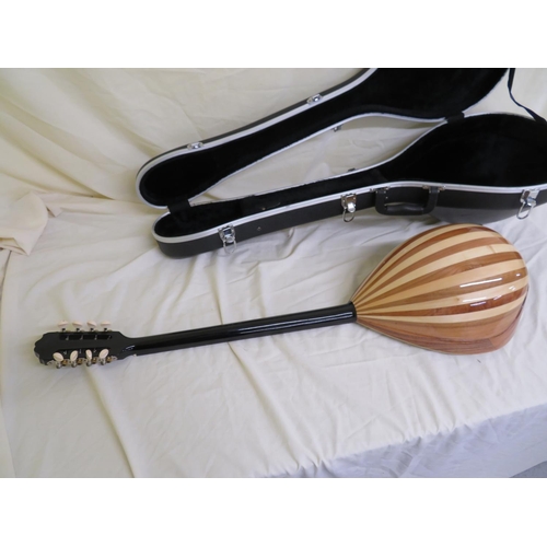 94 - Modern well made Bouzouki 8 string lyre type instrument with spruce and mother of pearl style top, w... 