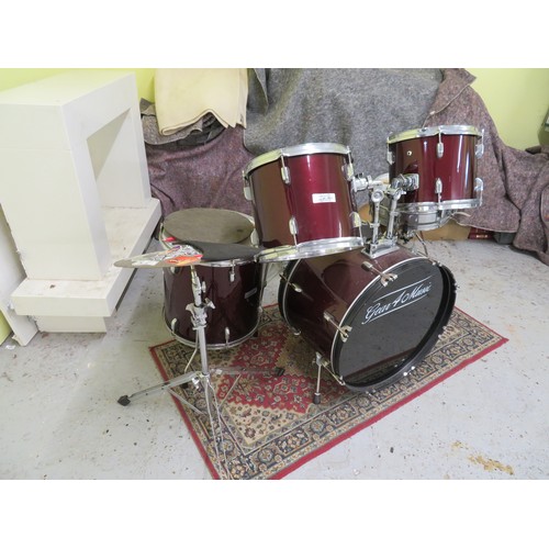 147 - Gear4Music drum kit with stool, sticks etc