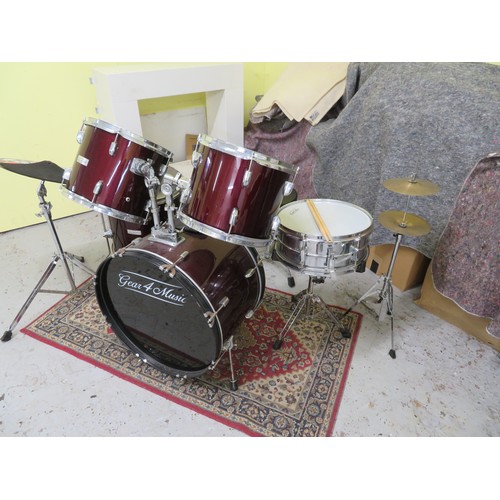 147 - Gear4Music drum kit with stool, sticks etc