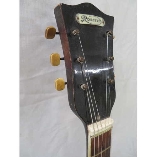 191 - Rosetti archtop acoustic guitar with bespoke copper Art Deco style pickguard, single pickup to botto... 