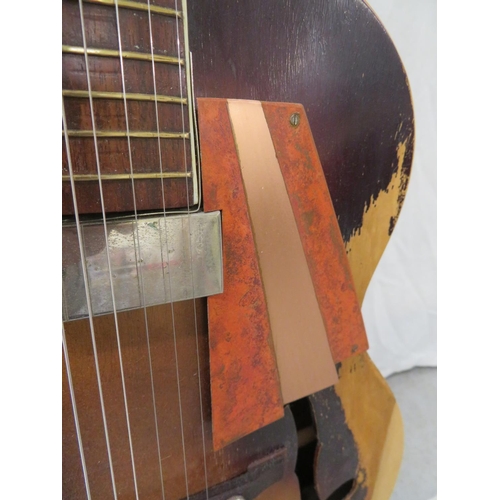 191 - Rosetti archtop acoustic guitar with bespoke copper Art Deco style pickguard, single pickup to botto... 