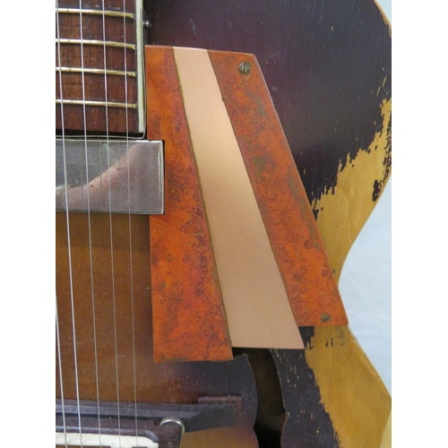 191 - Rosetti archtop acoustic guitar with bespoke copper Art Deco style pickguard, single pickup to botto... 