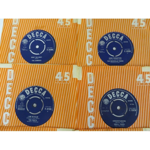 4 - A good collection of DECCA blue label singles including The Zombies, Rolling Stones, The Animals etc