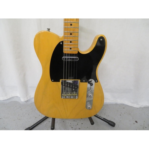 54 - Fender butterscotch '52 reissue telecaster guitar, Fender 42237 brass saddle and chrome bridge, chro... 