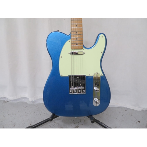 56 - Harley Benton VT Series sparkly blue telecaster guitar with chrome hardware