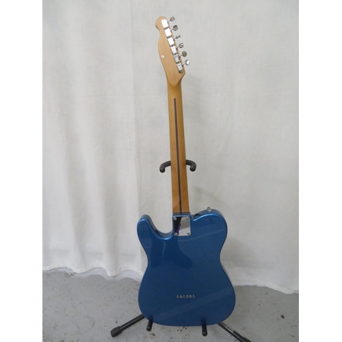 56 - Harley Benton VT Series sparkly blue telecaster guitar with chrome hardware