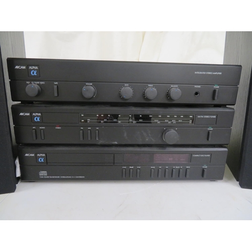 66 - Arcam Alpha sound system - Stereo amplifier, AM/FM tuner and a CD player plus a pair of Arcam Alpha ... 