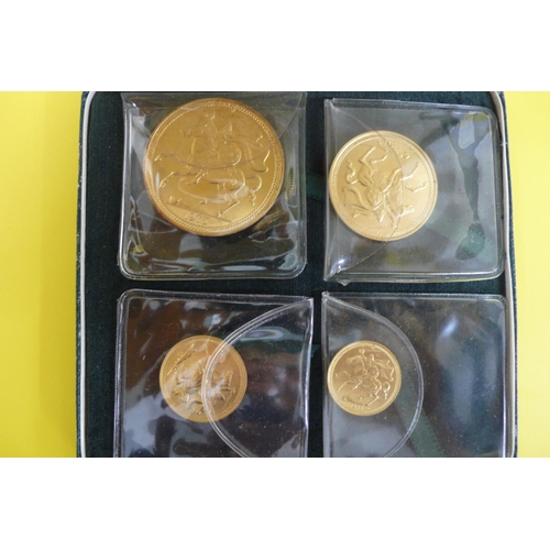 19 - Isle of Man 1973 four coin gold set in original green case