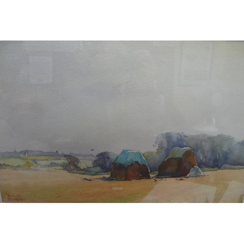 34 - David Byrne
Haystacks with Castletown in the distance
Watercolour
Signed
14x21ins