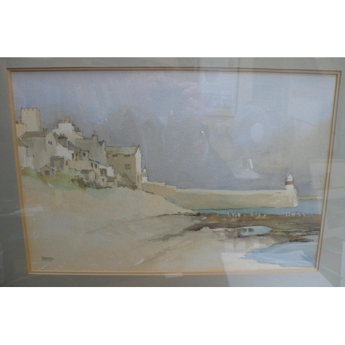 36 - Nancy Corkish
Castletown Breakwater
Watercolour
Signed & dated '80
11.5x17ins