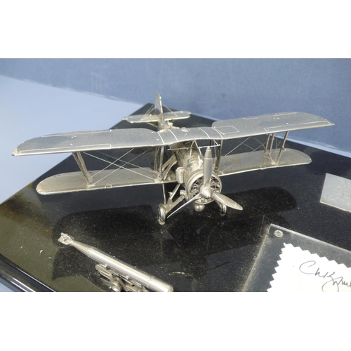 37 - A silver model of a swordfish commemoration the attack on the Scharnhorst, 12th February 1942, With ... 