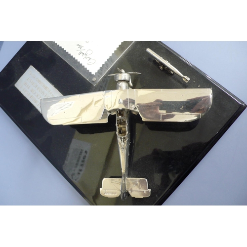 37 - A silver model of a swordfish commemoration the attack on the Scharnhorst, 12th February 1942, With ... 