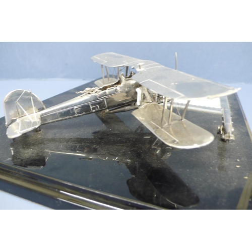 37 - A silver model of a swordfish commemoration the attack on the Scharnhorst, 12th February 1942, With ... 