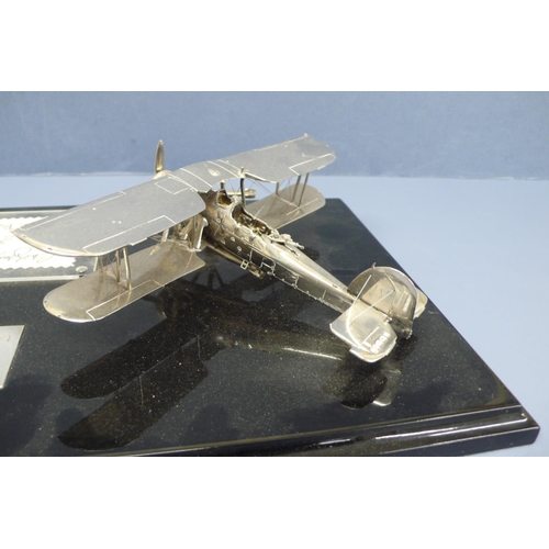 37 - A silver model of a swordfish commemoration the attack on the Scharnhorst, 12th February 1942, With ... 