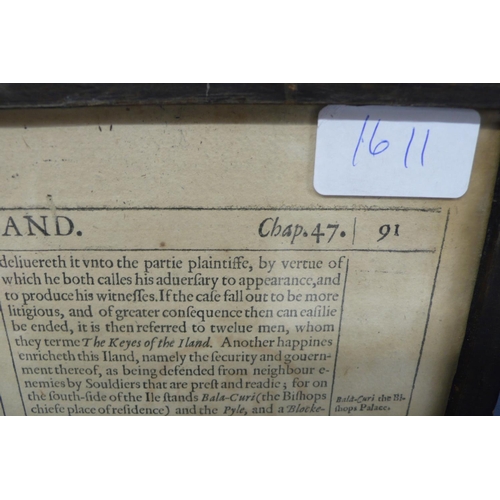 39 - John Speed 1611 edition (RARE), Map of the Isle of Man
Scales 5 miles-2.25ins & 20 miles - 2.25ins
E... 