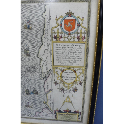 40 - John Speed 1627 Edition Map of the Isle of Man
Scales 5 & 20 miles - 2.25ins
English Text to back, H... 