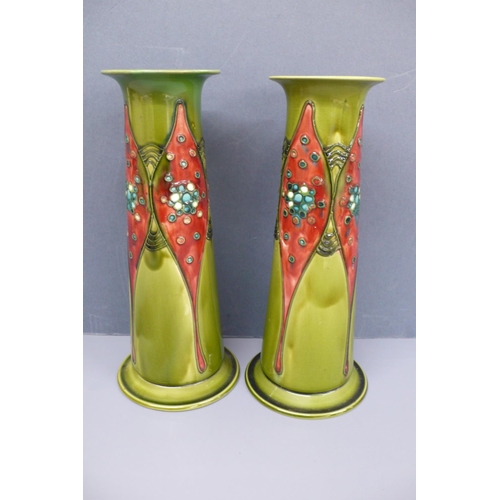 45 - Pair of Art Nouveau Minton Ltd No.1 secessionist period earthenware vases designed by John Wadsworth... 