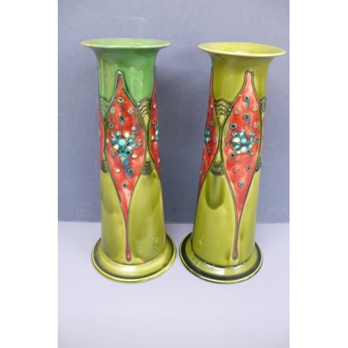 45 - Pair of Art Nouveau Minton Ltd No.1 secessionist period earthenware vases designed by John Wadsworth... 