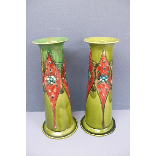 45 - Pair of Art Nouveau Minton Ltd No.1 secessionist period earthenware vases designed by John Wadsworth... 