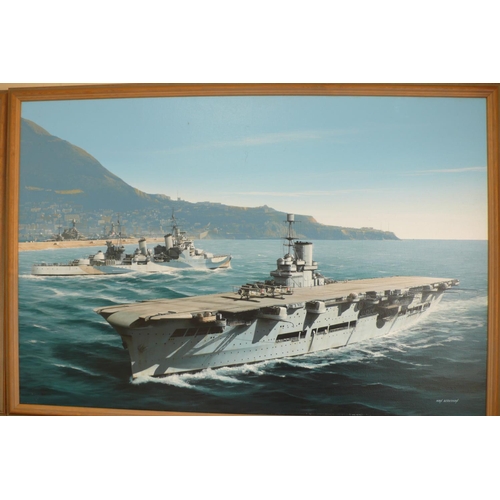 82 - Ivan Berryman
HMS Ark Royal and HMS Sheffield off the Mole, Gibraltar
Oil on Canvas
Signed
24x36ins