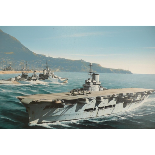 82 - Ivan Berryman
HMS Ark Royal and HMS Sheffield off the Mole, Gibraltar
Oil on Canvas
Signed
24x36ins