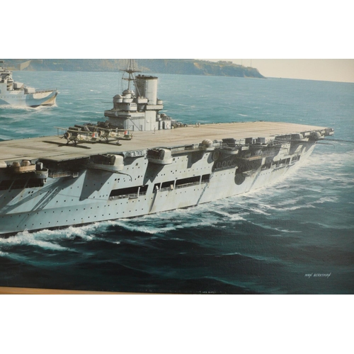 82 - Ivan Berryman
HMS Ark Royal and HMS Sheffield off the Mole, Gibraltar
Oil on Canvas
Signed
24x36ins