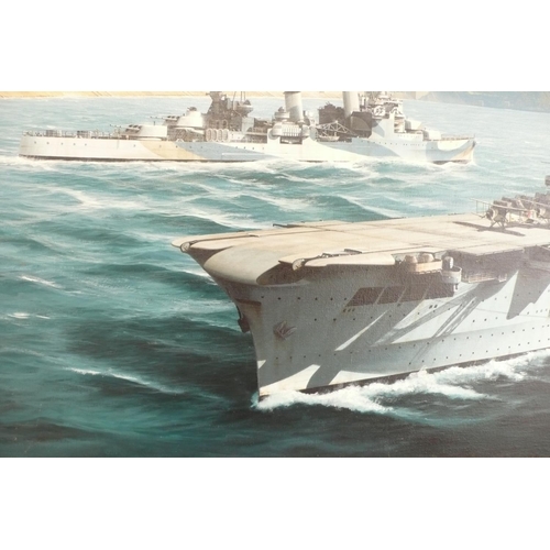 82 - Ivan Berryman
HMS Ark Royal and HMS Sheffield off the Mole, Gibraltar
Oil on Canvas
Signed
24x36ins