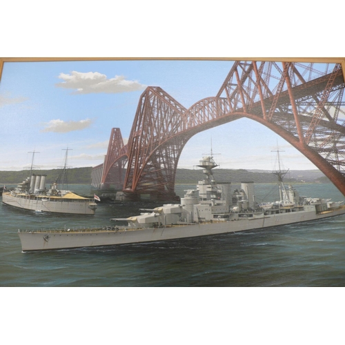 87 - Ivan Berryman
Royal Navy Warships Passing Under the Firth Bridge
Oil on Canvas
Signed & dated '04
24... 