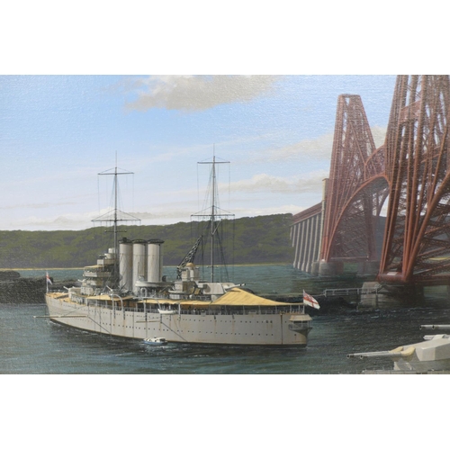 87 - Ivan Berryman
Royal Navy Warships Passing Under the Firth Bridge
Oil on Canvas
Signed & dated '04
24... 