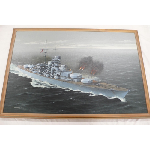 90 - Ivan Berryman
Bismarck Replies to HMS Hood
Oil on canvas
Signed and dated '03
24x36ins