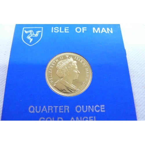 94 - 2002 Isle of Man, Quarter Ounce Gold Angel, Cased