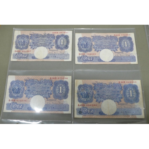 100 - Bank of England, Four £1 Notes Peppiat and Six 10 Shilling Notes, L.K O'Brien