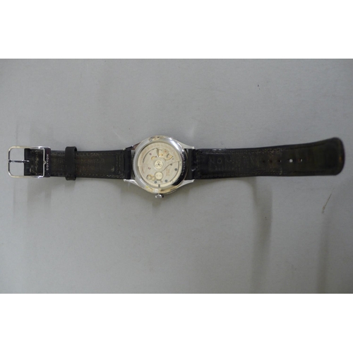 108 - Gents Nomos Glashütte Neomatik, 27 rubine No.10942 SS Wristwatch with original black leather strap. ... 