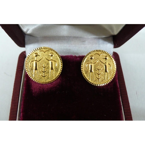 111 - Pair of Middle eastern 875 Gold Coin cufflinks, 10.4grms