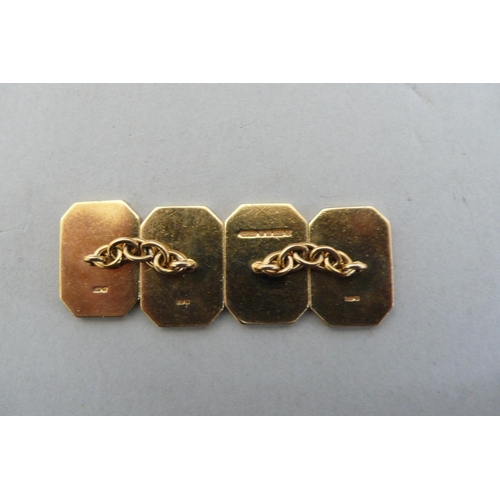 112 - Pair of Gold Octagonal Cufflinks, Not Engraved, 10.9grms