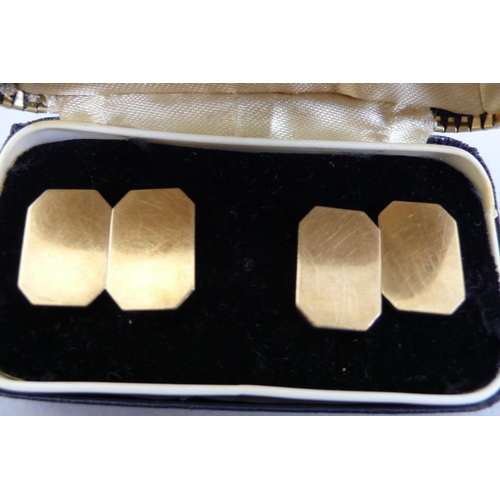 112 - Pair of Gold Octagonal Cufflinks, Not Engraved, 10.9grms